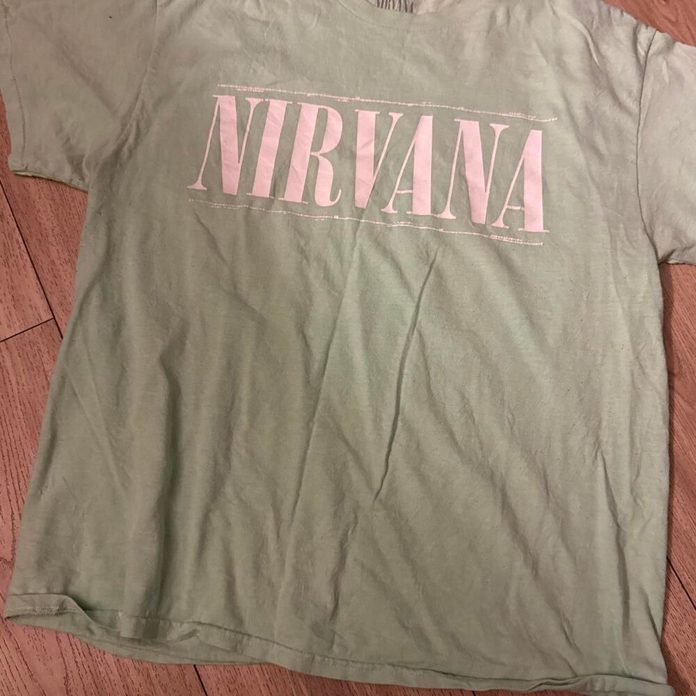 Nirvana Women's Green and Blue T-shirt